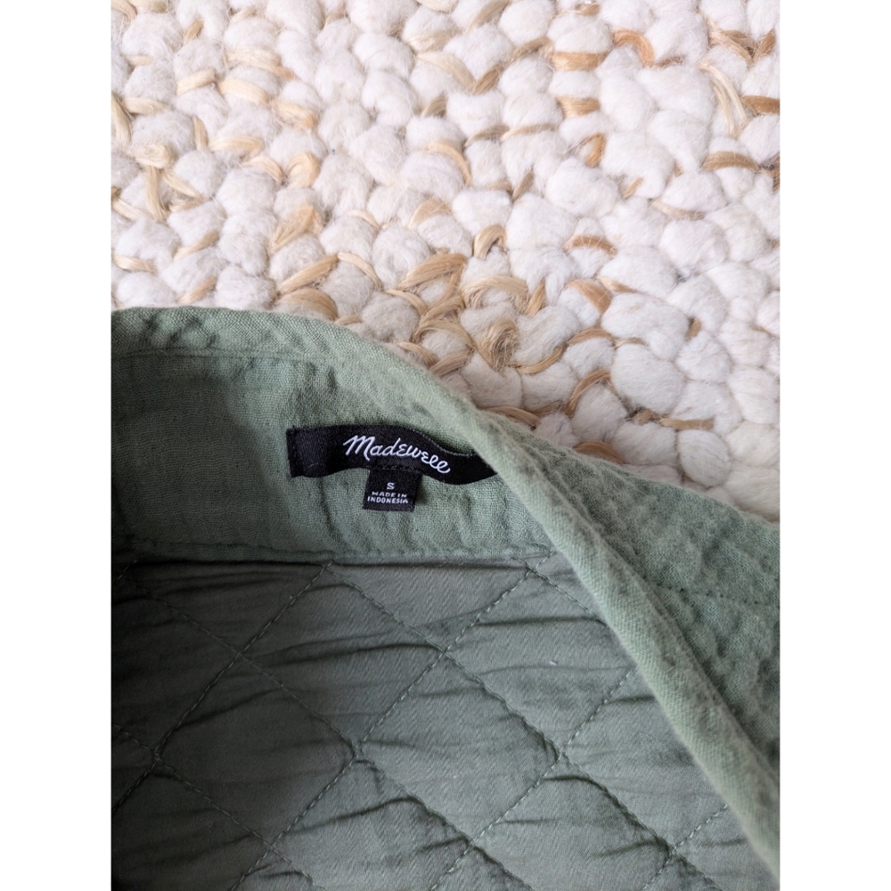 Madewell Olive Green Quilted Half-zip Top - Picture 2 of 14